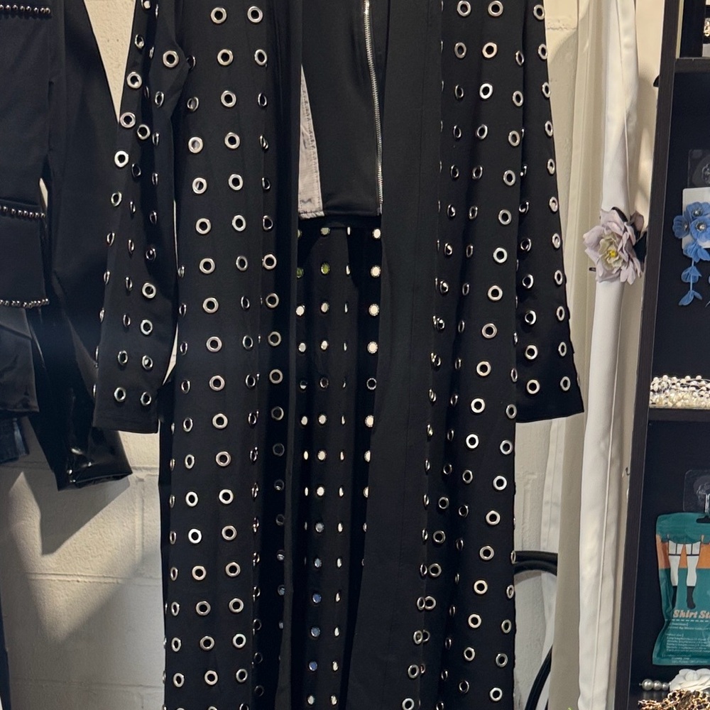 Elegant Black Cape with Eyelet Detailing